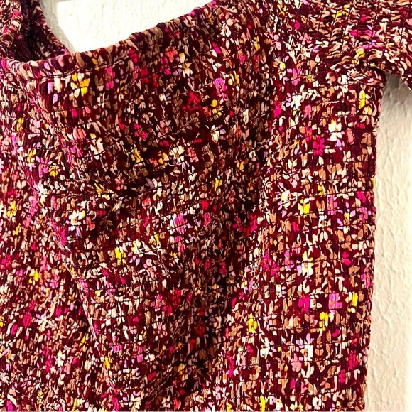 Xhilaration Women’s XL Ribbed Top Jumpsuit XL with Pockets Floral Burgundy Boho - Picture 2 of 13